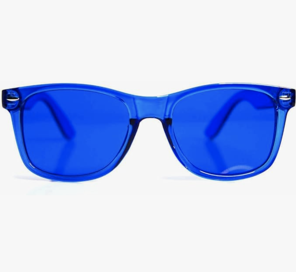 Ble colored glasses which can help with light sensitivity caused after a head injury. 